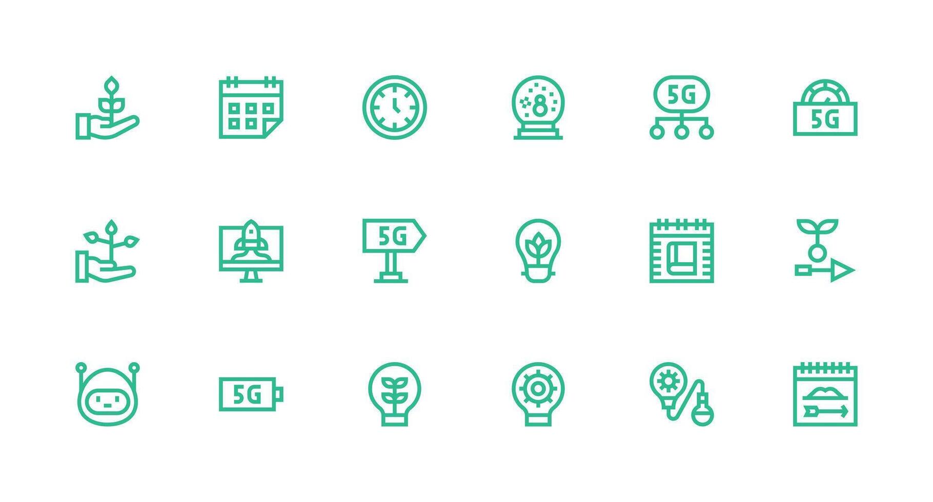 Future Visual Pack containing 18 Strong Stroke Line Icons Complete Icon Set for Mobile Apps vector