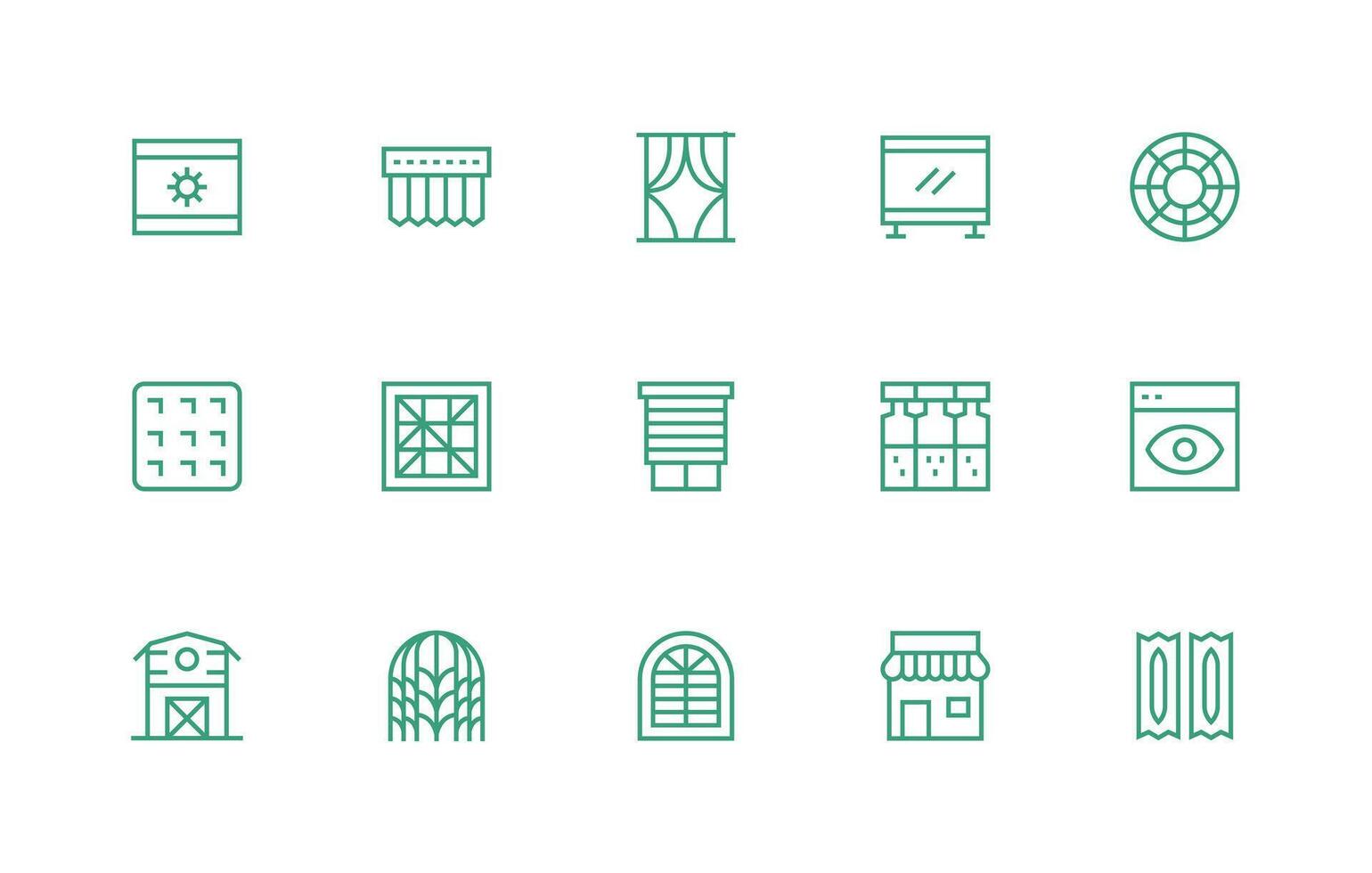Window including 15 Regular Line Illustrations Smart Icon Collection vector