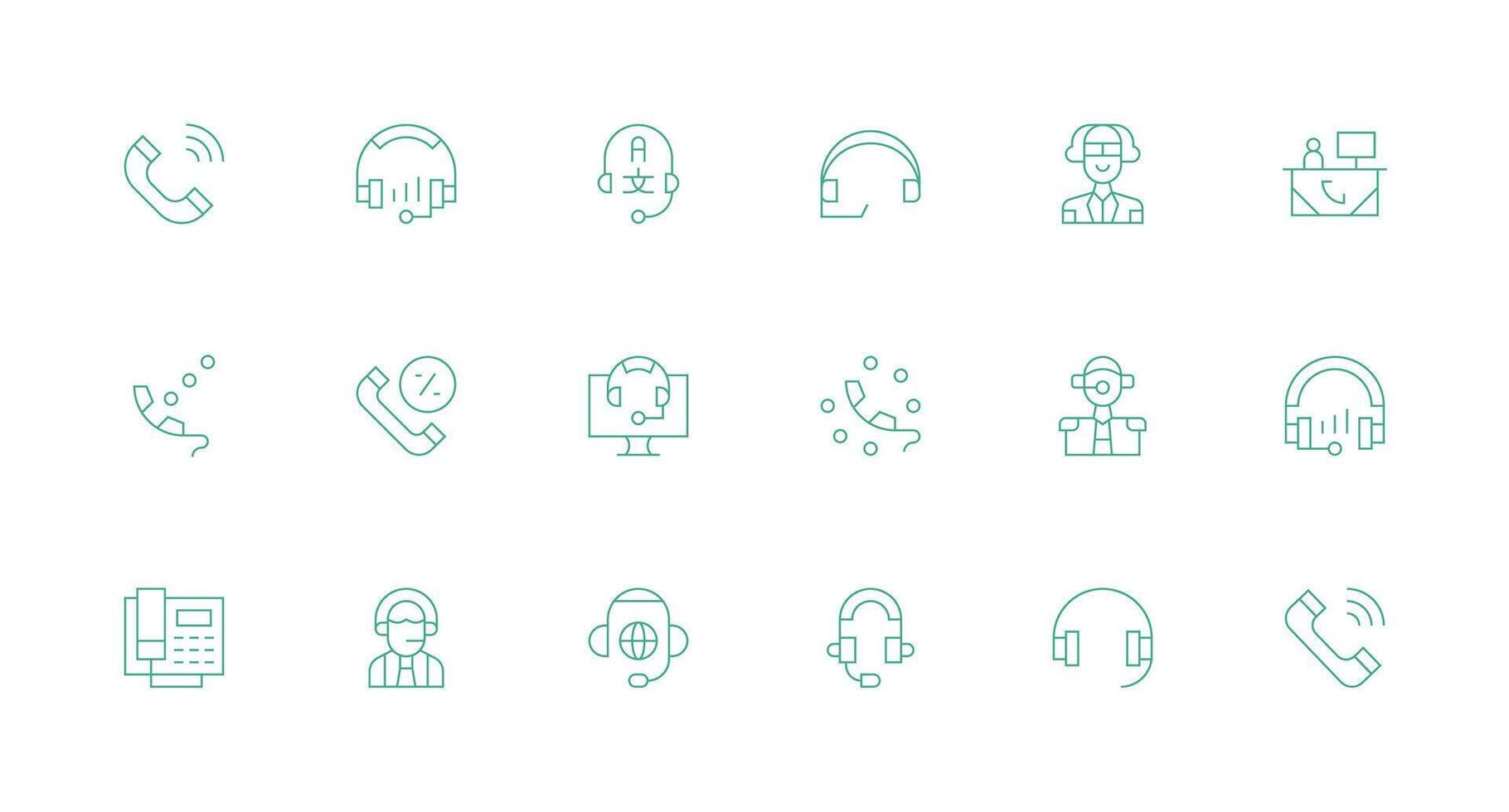 Minimal Line Style Call Center Icons with 18 Vectors All-Purpose Icon Design Pack