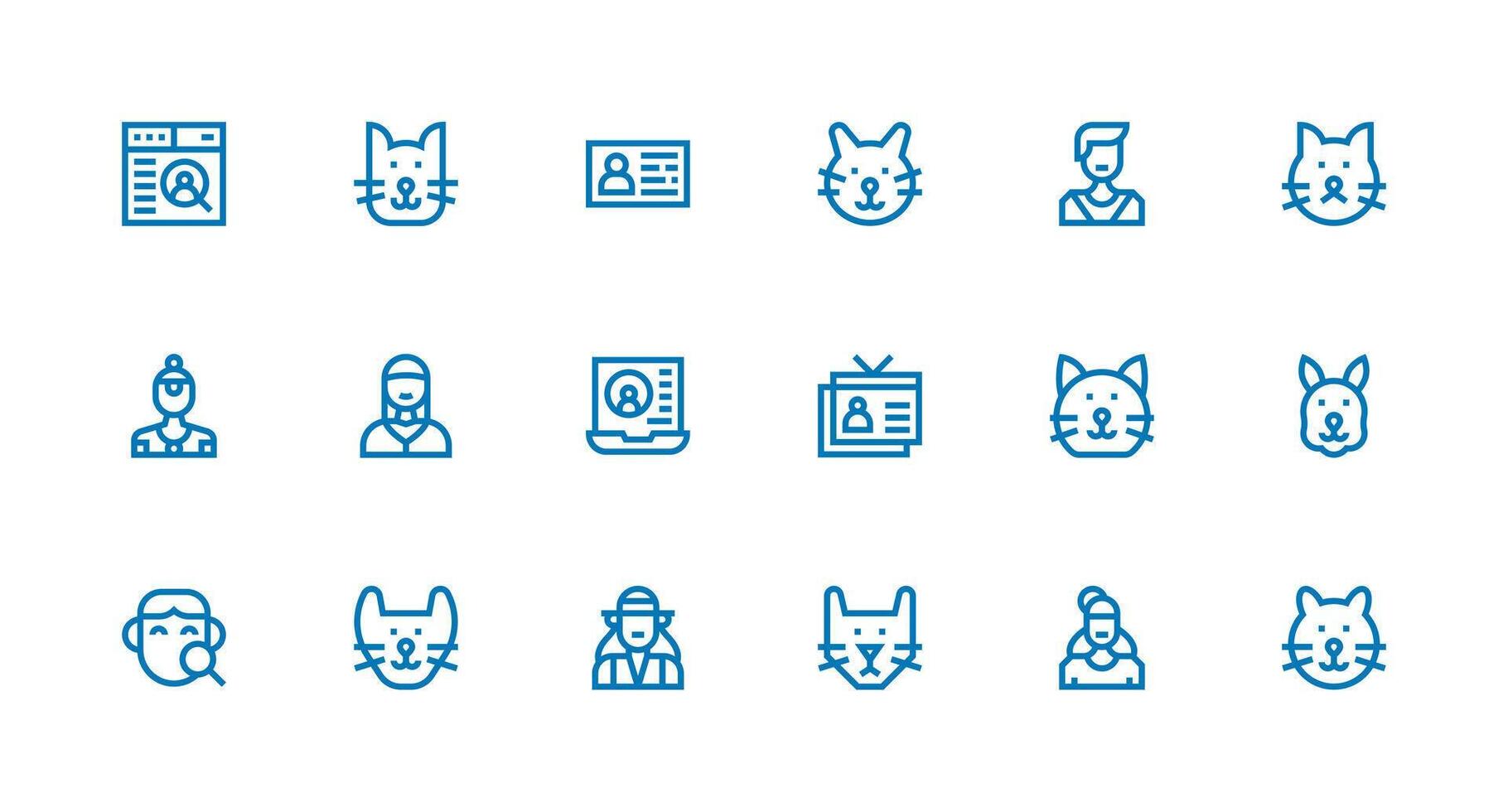 18 Icons for Profile View in Strong Stroke Line Format Interface Icon Collection vector