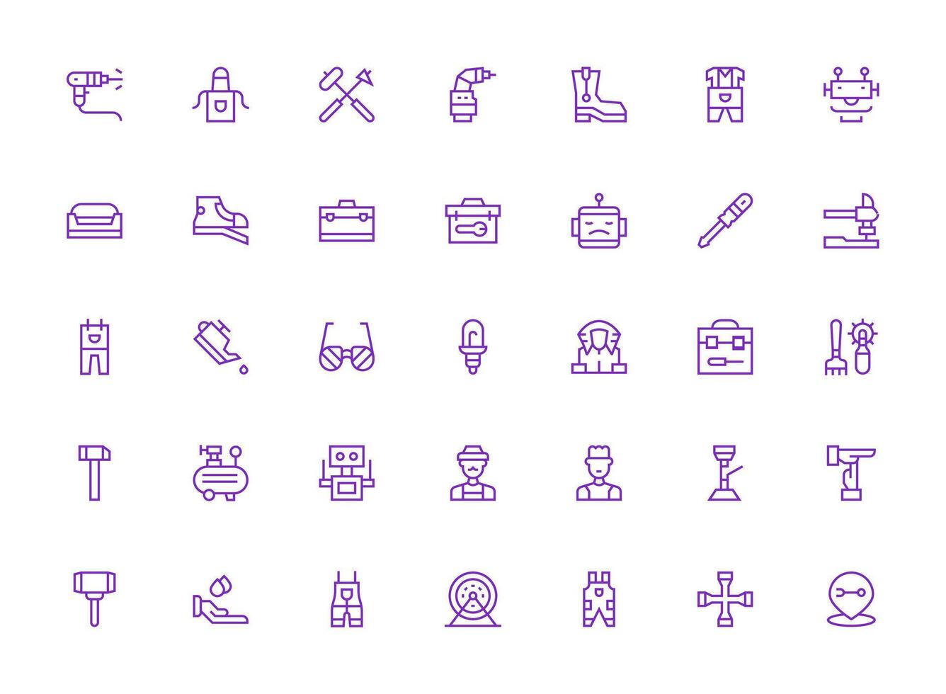35 Mechanic Icons in Regular Clean Line Aesthetic Sharp Icons for Presentations vector