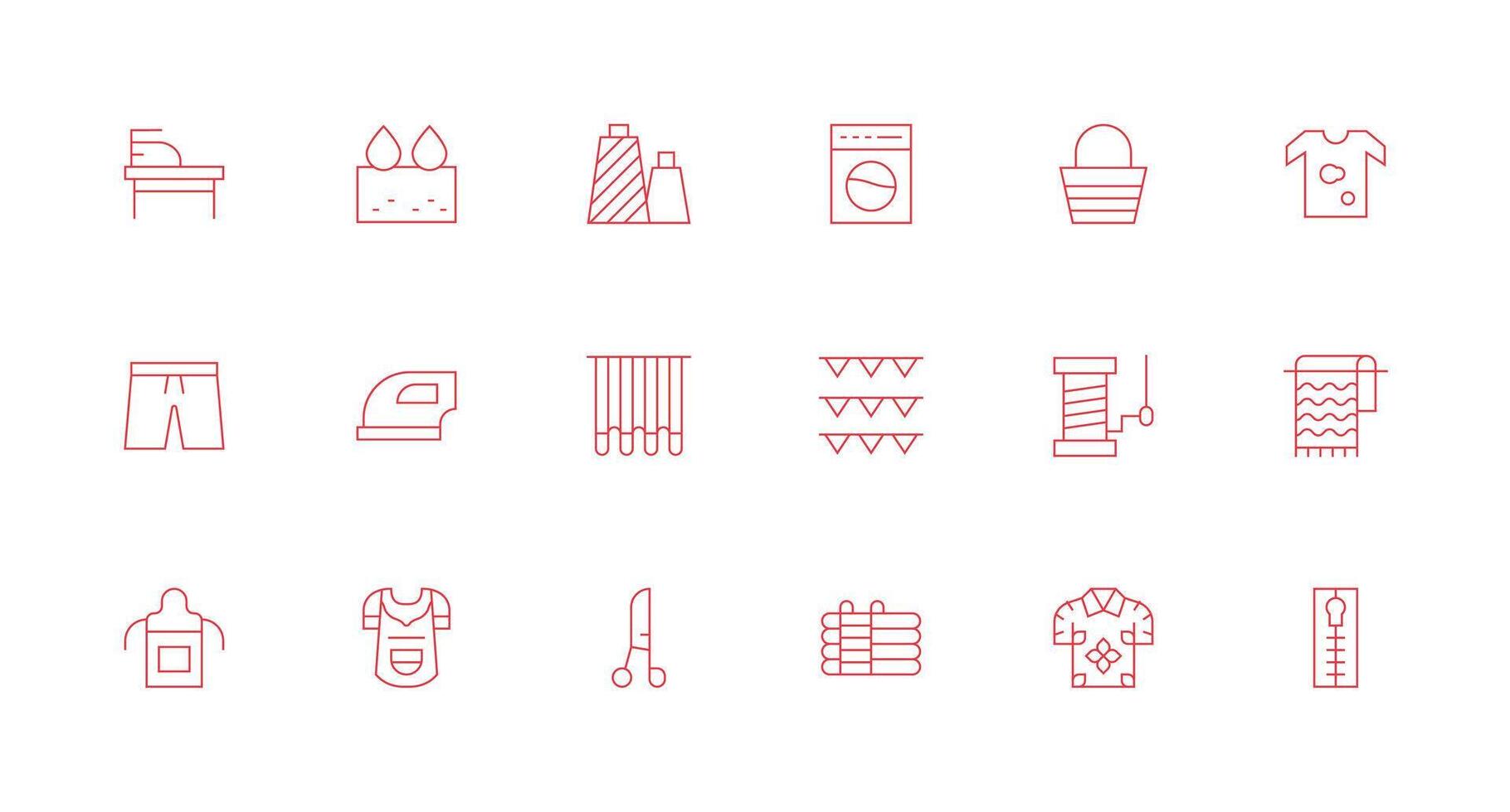 Minimal Line Icons from Fabric Set with 18 Vectors App Icon Pack