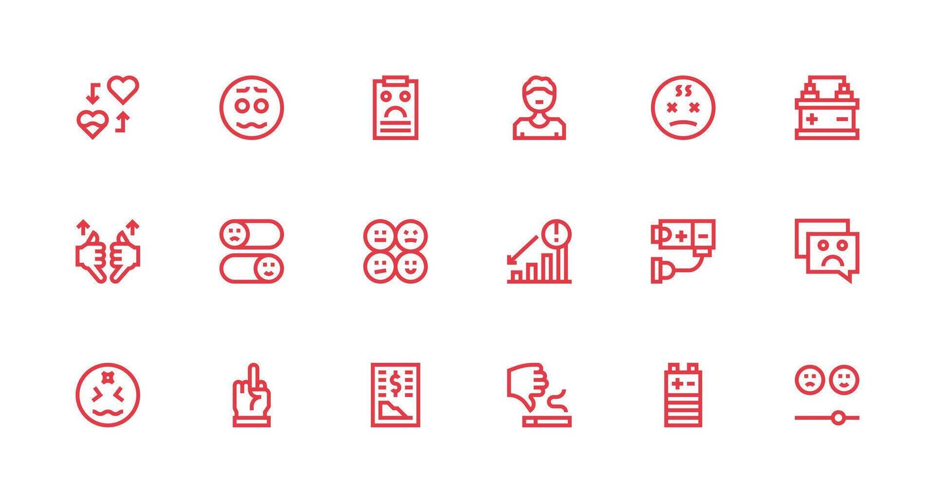 18 Icons for Negative in Strong Stroke Line Format All-Purpose Icon Design Pack vector