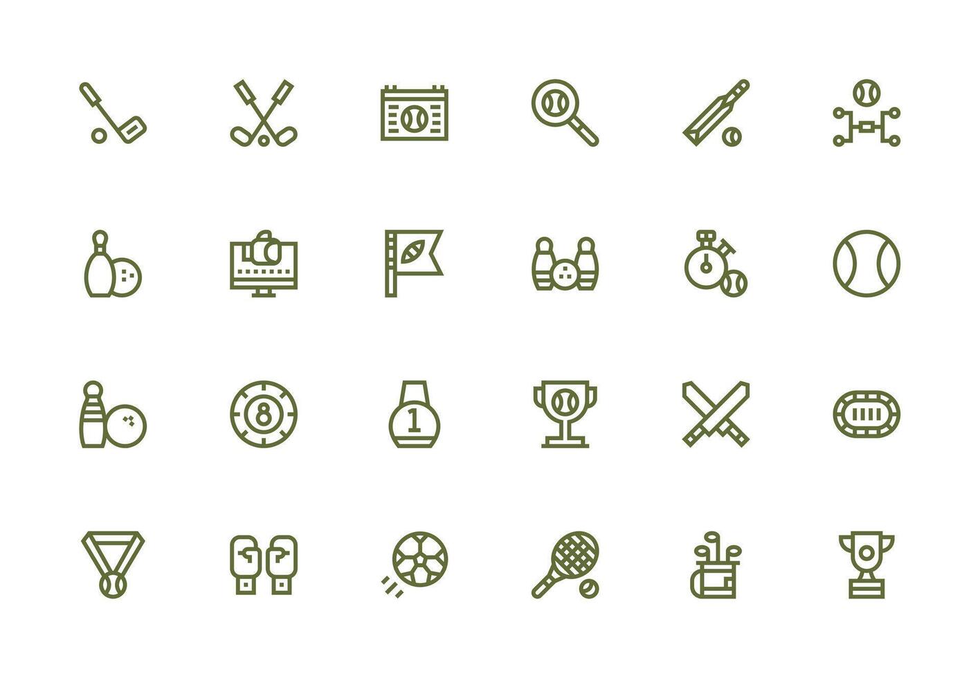 24 Thick Line Line Vectors for Tournament Theme Flexible Icon System for Web Interfaces