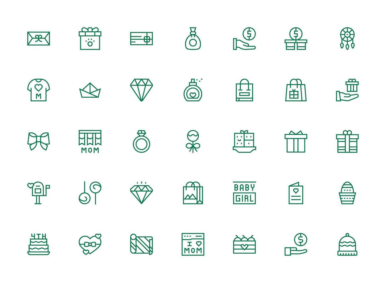 35 Icons for Gift in Regular Clean Line Format Well-Structured Icons for Creative Use vector