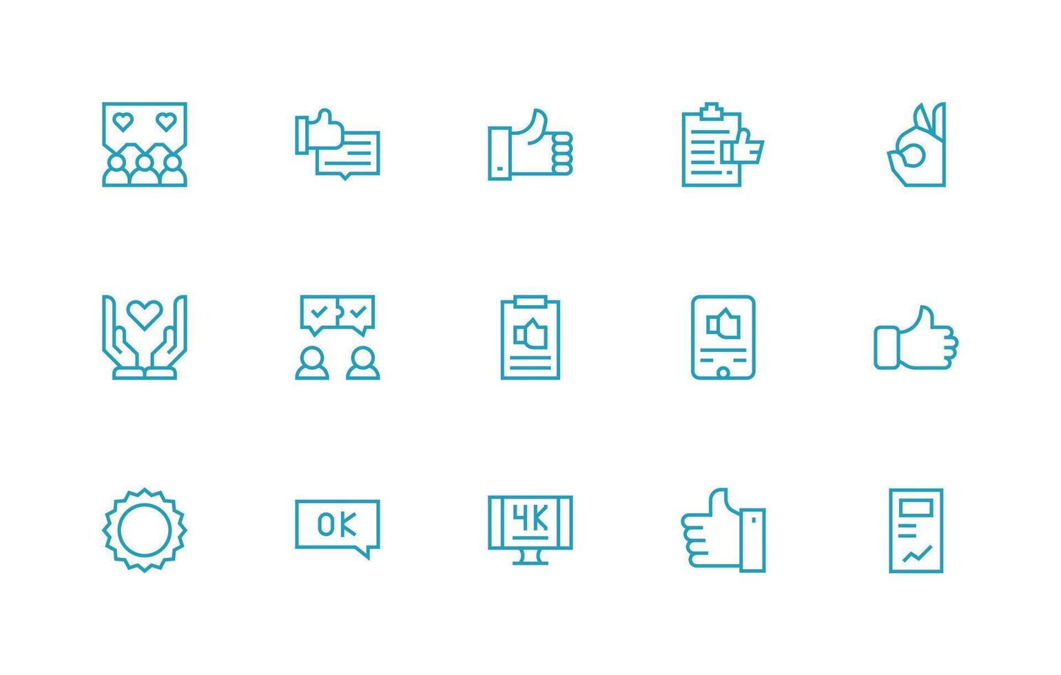 Acceptance Visual Pack containing 15 Regular Line Icons Responsive Icon Set for Flexible Layouts vector