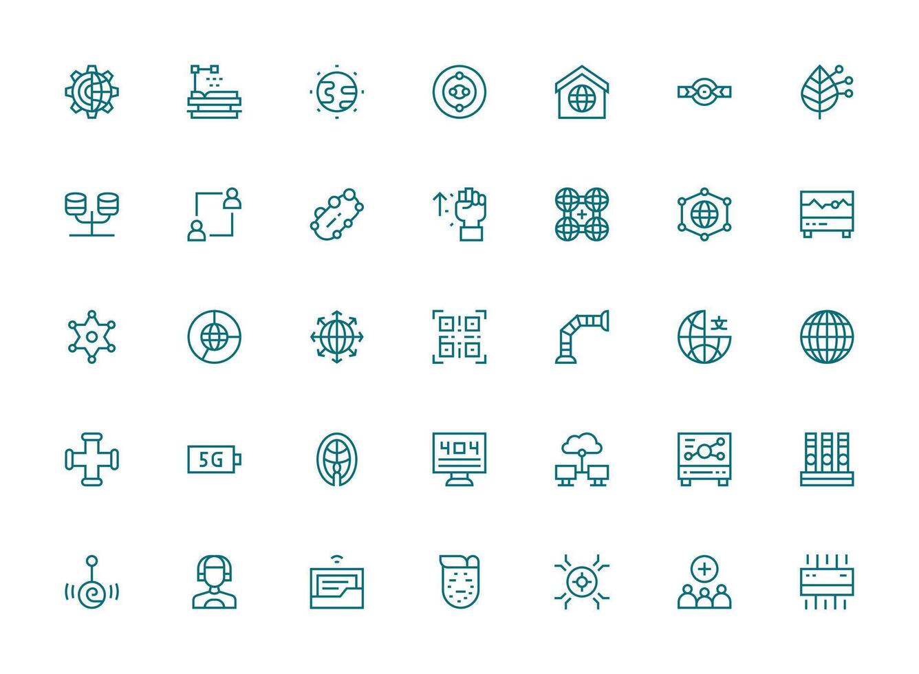 35 Icons for Network in Regular Clean Line Format App Icon Pack vector
