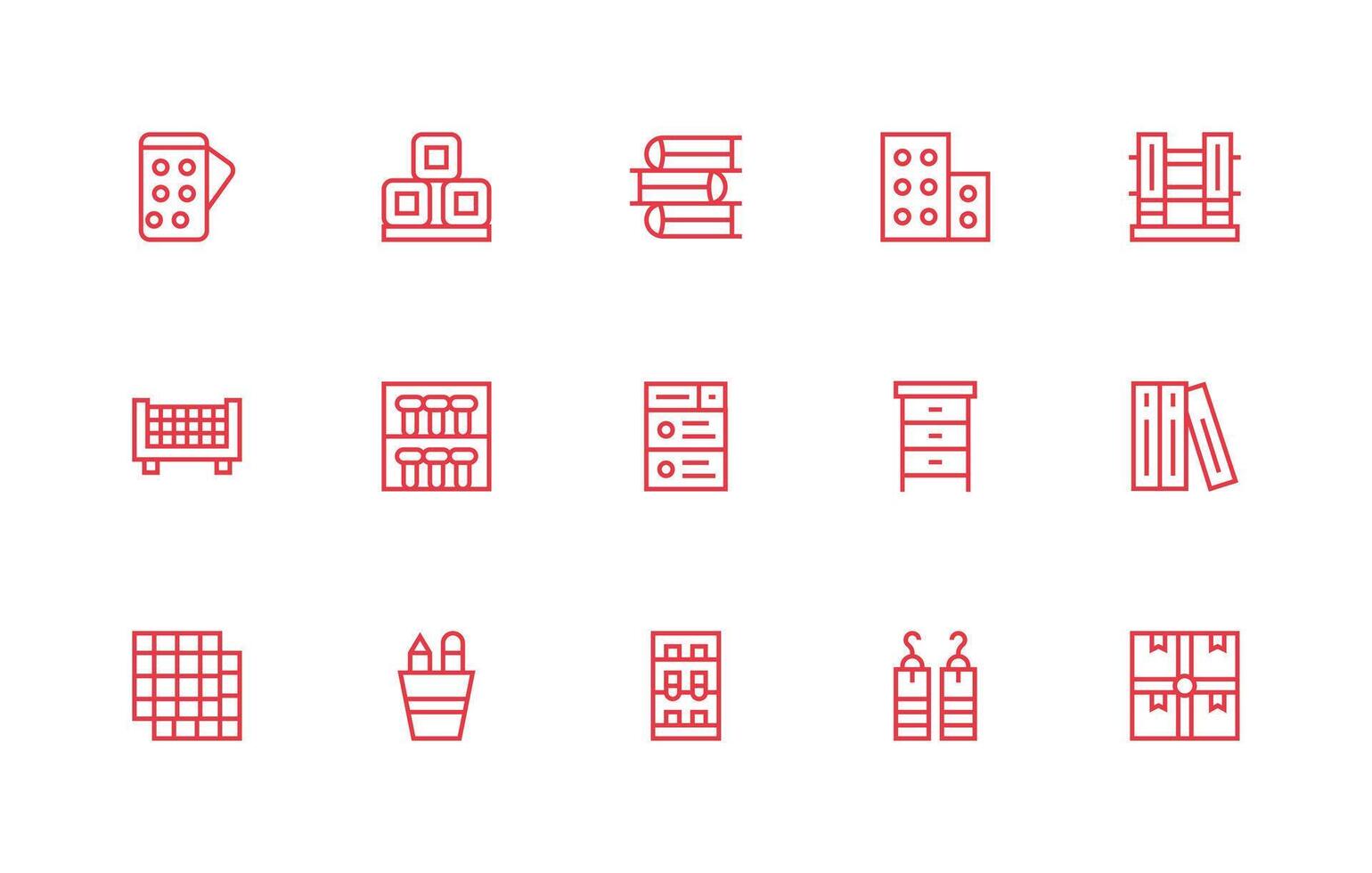 Organized Icon Set with 15 Regular Line Graphics Icon Pack vector