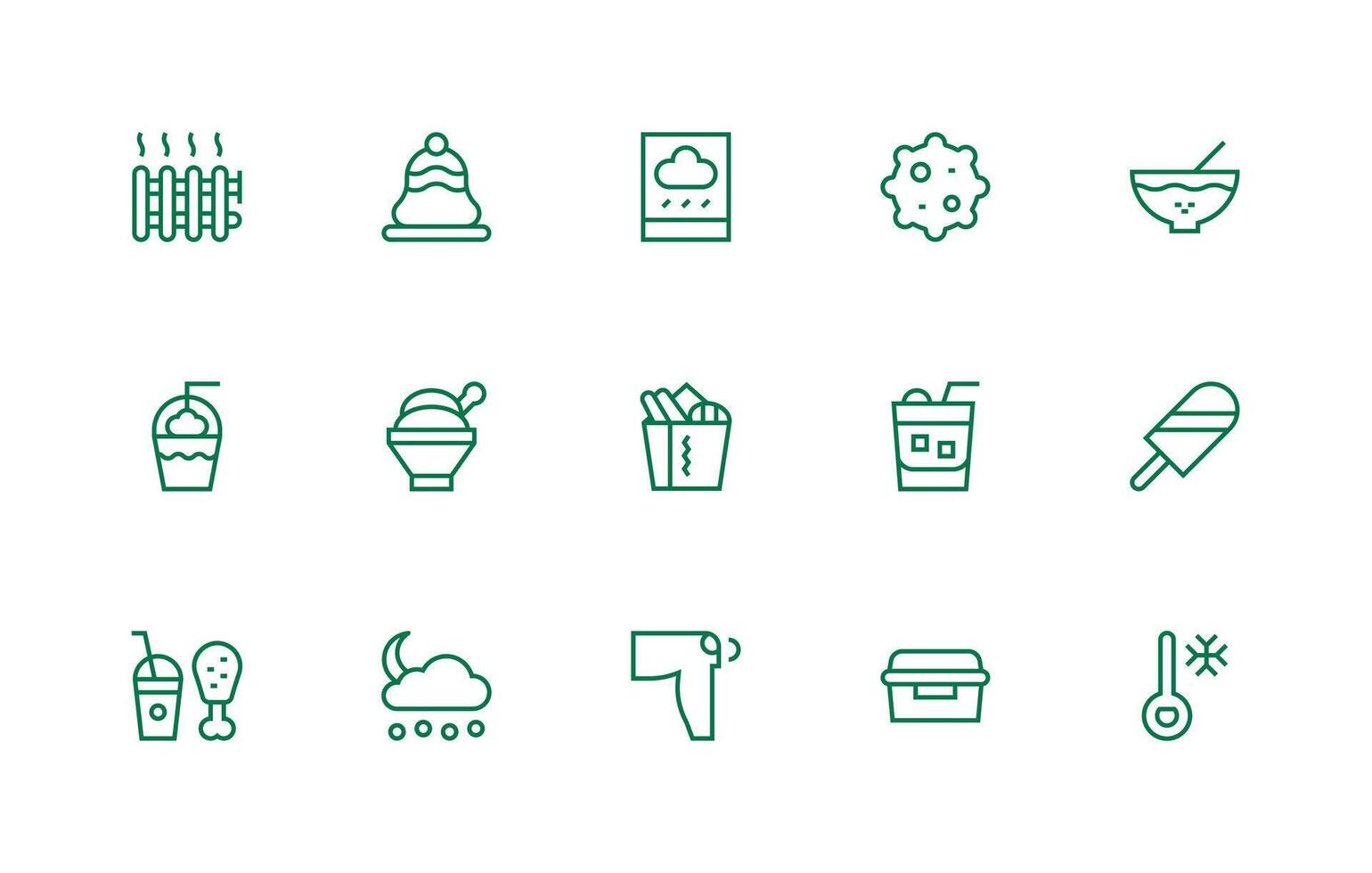Regular Line Icons from Cold Set with 15 Vectors Icon Set