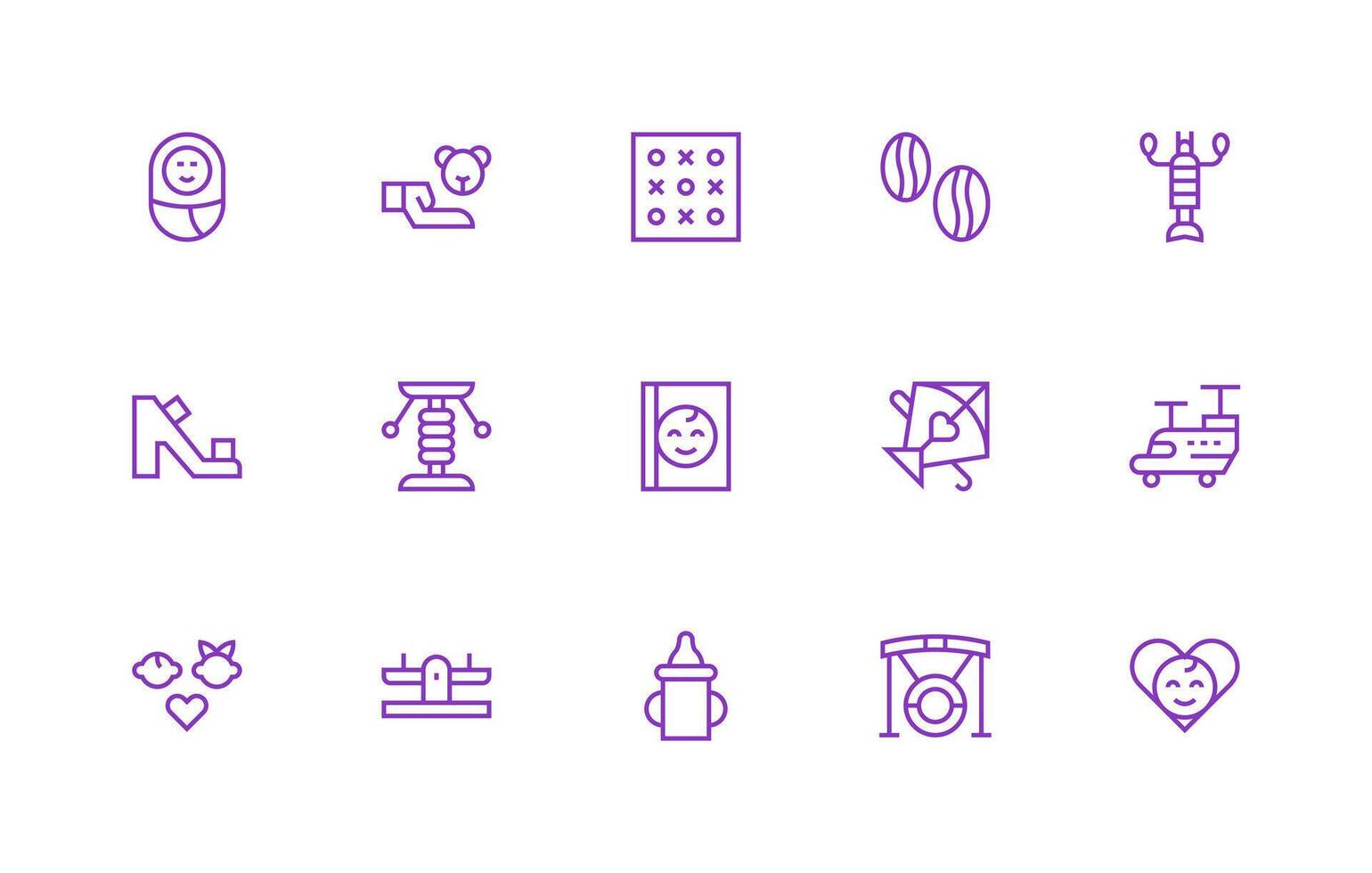 15 Icons for Childhood in Regular Line Format Smart Icon Collection vector