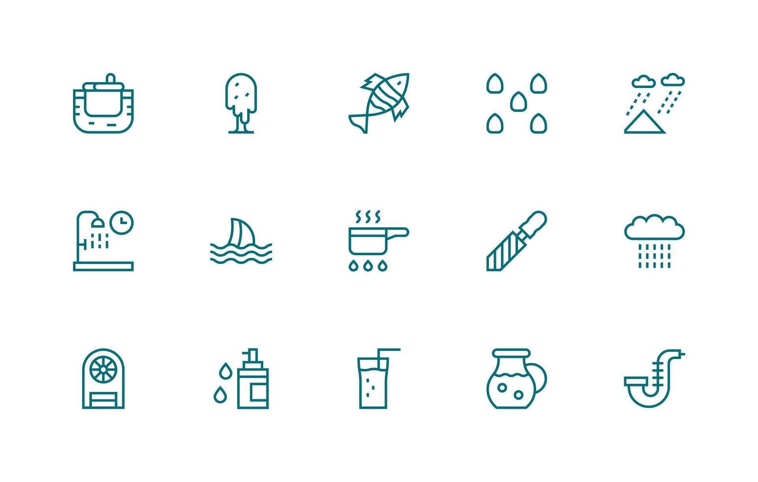 Regular Line Icons from Water Set with 15 Vectors Reusable Icon Set