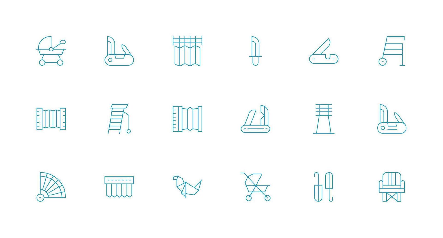 Folding Icon Collection with 18 Minimal Line Designs Responsive Icon Set for Flexible Layouts vector