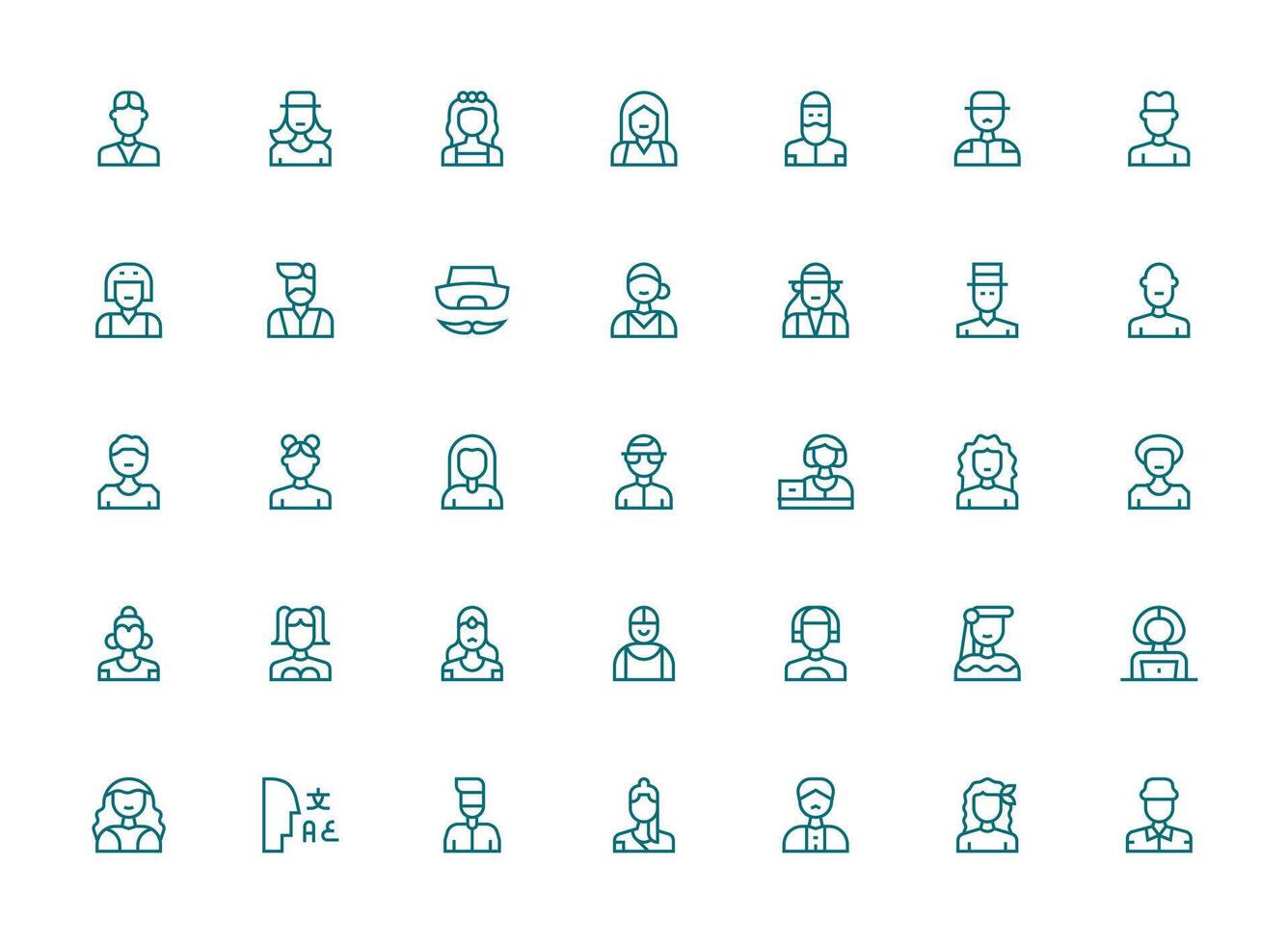 35 Regular Clean Line Style Icons from Avatar Collection Dashboard Icon Series vector