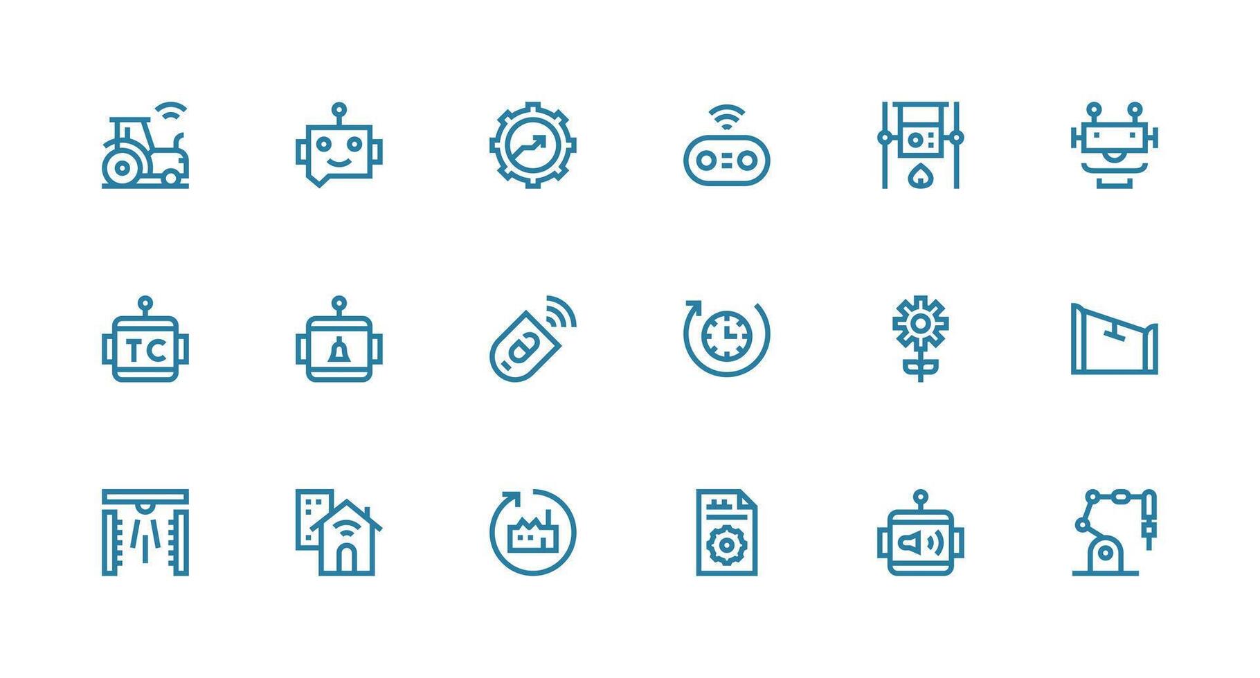 Automation Icon Set with 18 Strong Stroke Line Graphics Responsive Icon Set for Flexible Layouts vector
