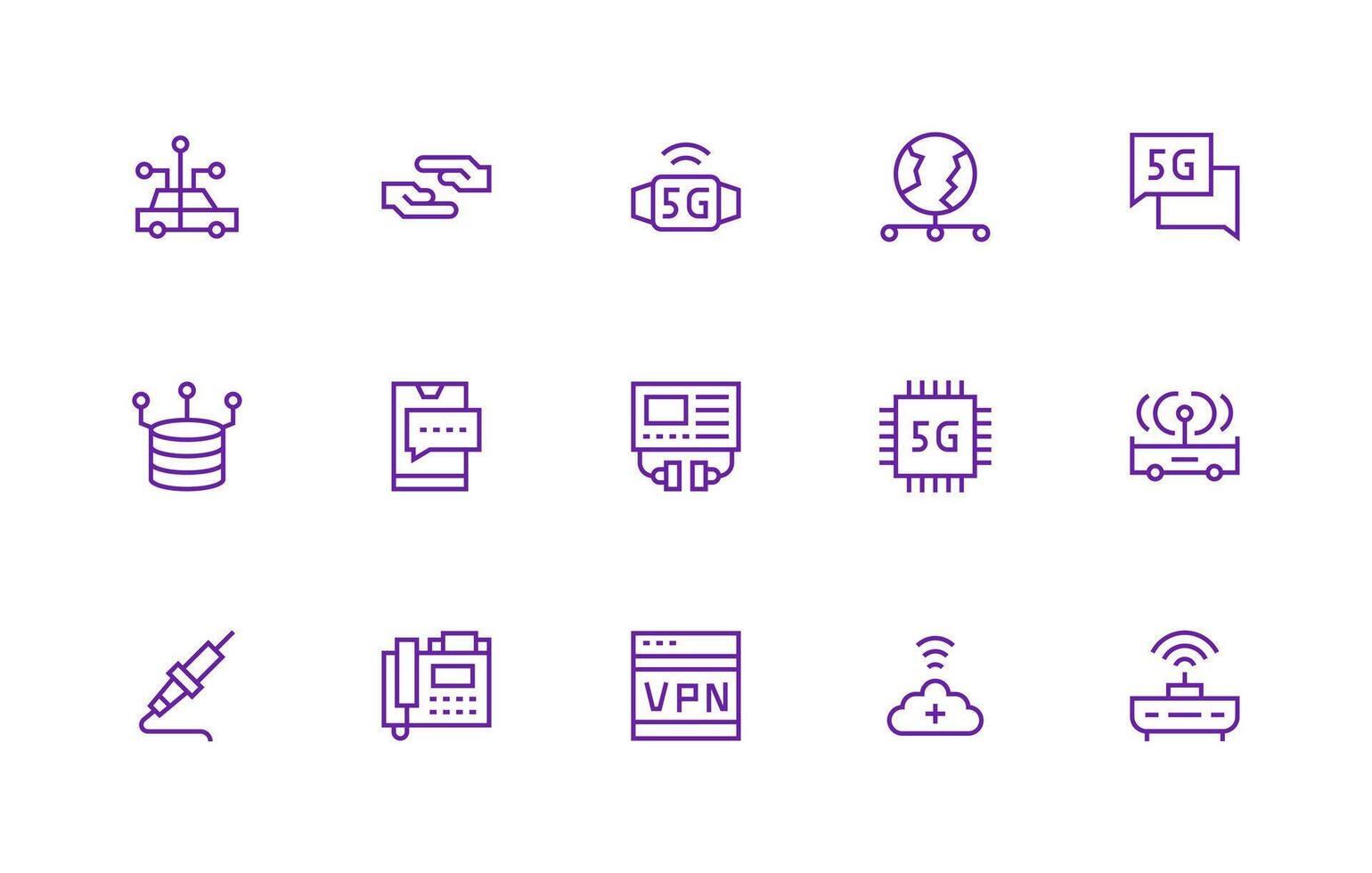 15 Regular Line Icons for Data Transmission Graphics Light Icon Series vector