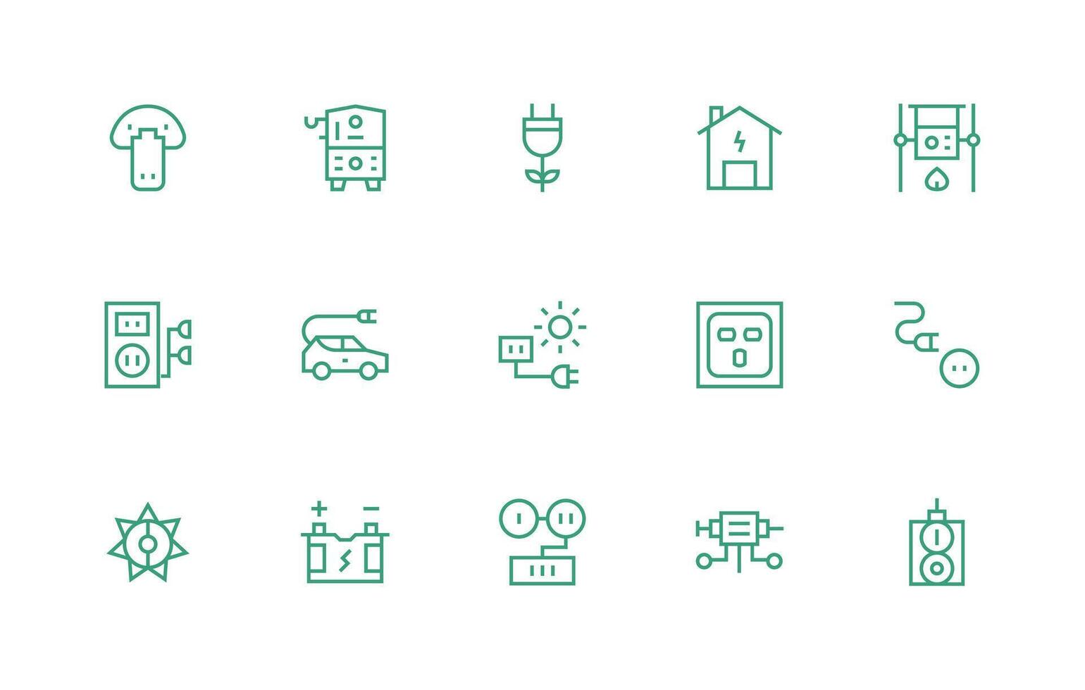 Regular Line Icons from Power Source Set with 15 Vectors Multi-Style Icon Collection