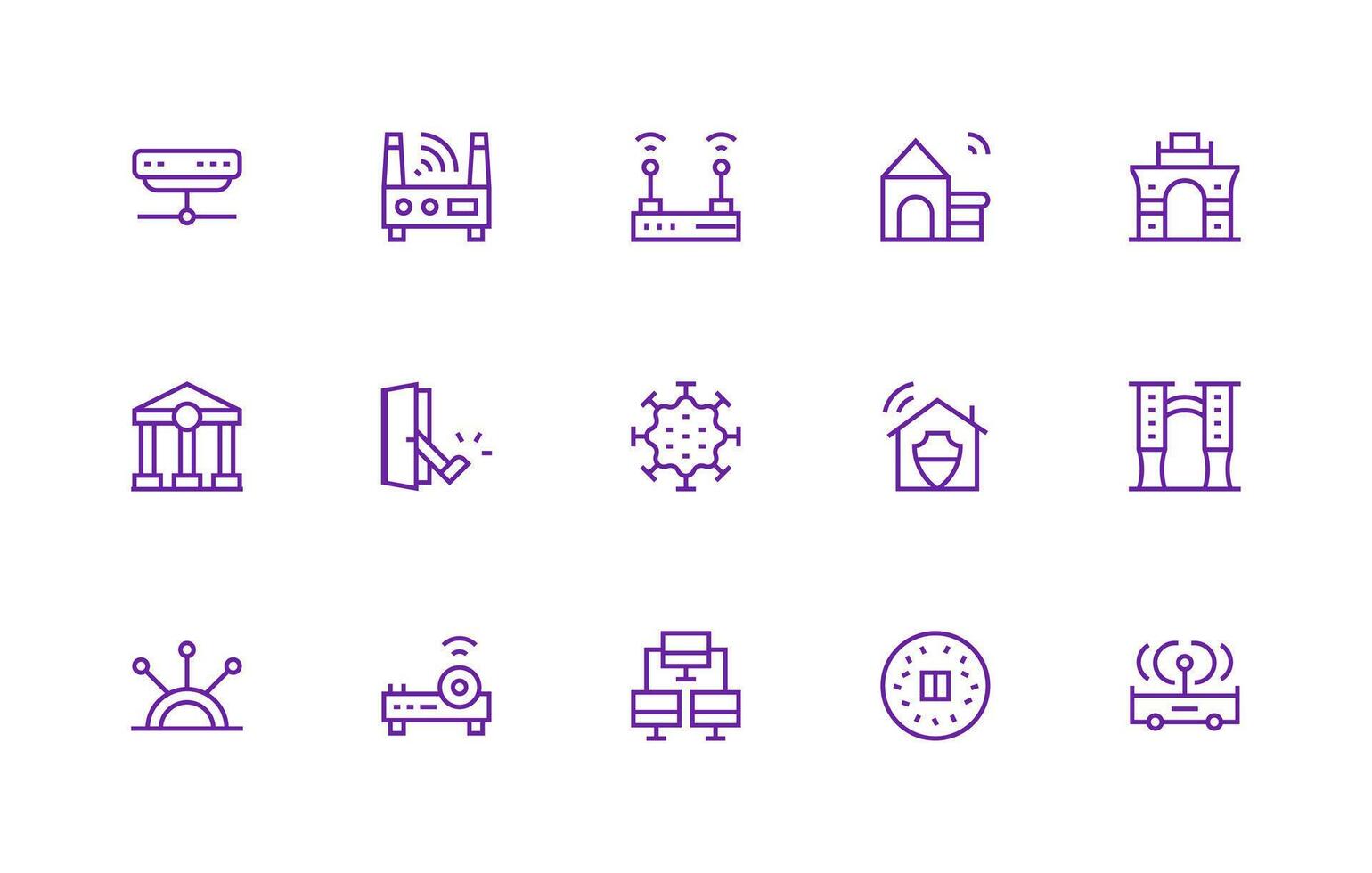 Regular Line Icons from Gateway Set with 15 Vectors Flexible Icon System for Web Interfaces