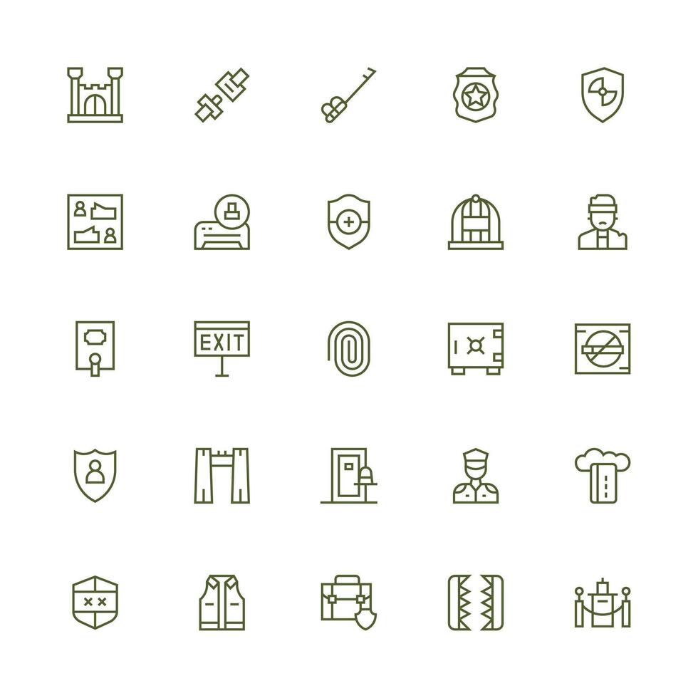 Security Visual Pack containing 25 Medium Stroke Outline Icons UI Icon Set vector