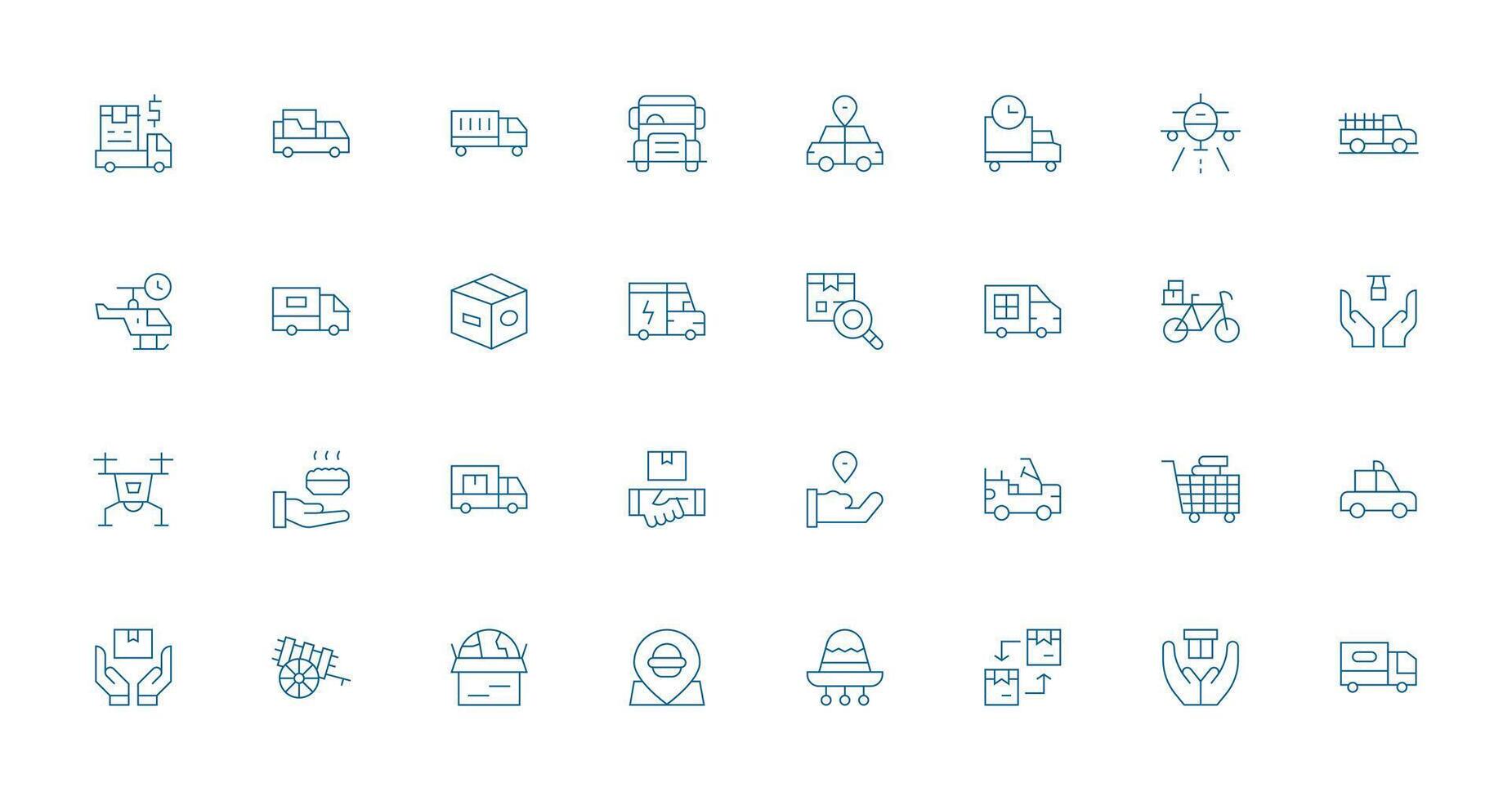 Delivery Service Set with 32 Thin Line Icons Interface Icon Collection for Daily Projects vector