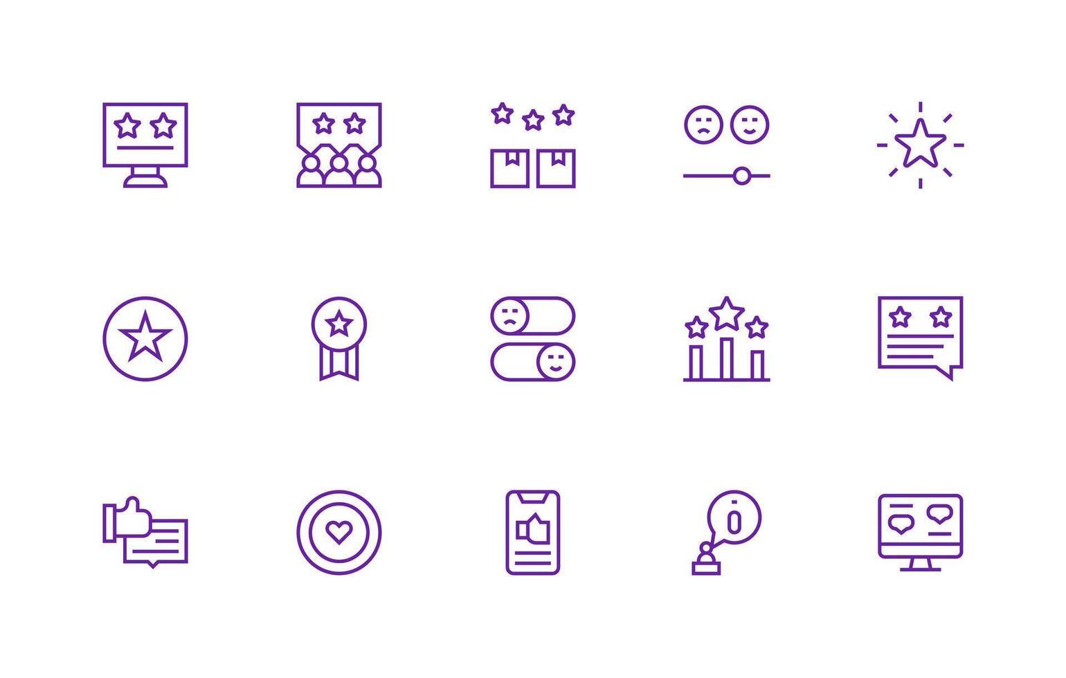 Regular Line Style Rating Icons with 15 Vectors Design Ready Icon Set for Teams