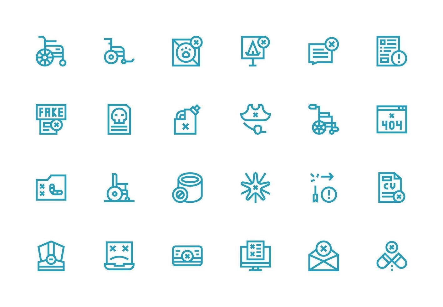 24 Icons for Invalid in Thick Line Line Format Scalable Icons for Cross-Platform Interfaces vector