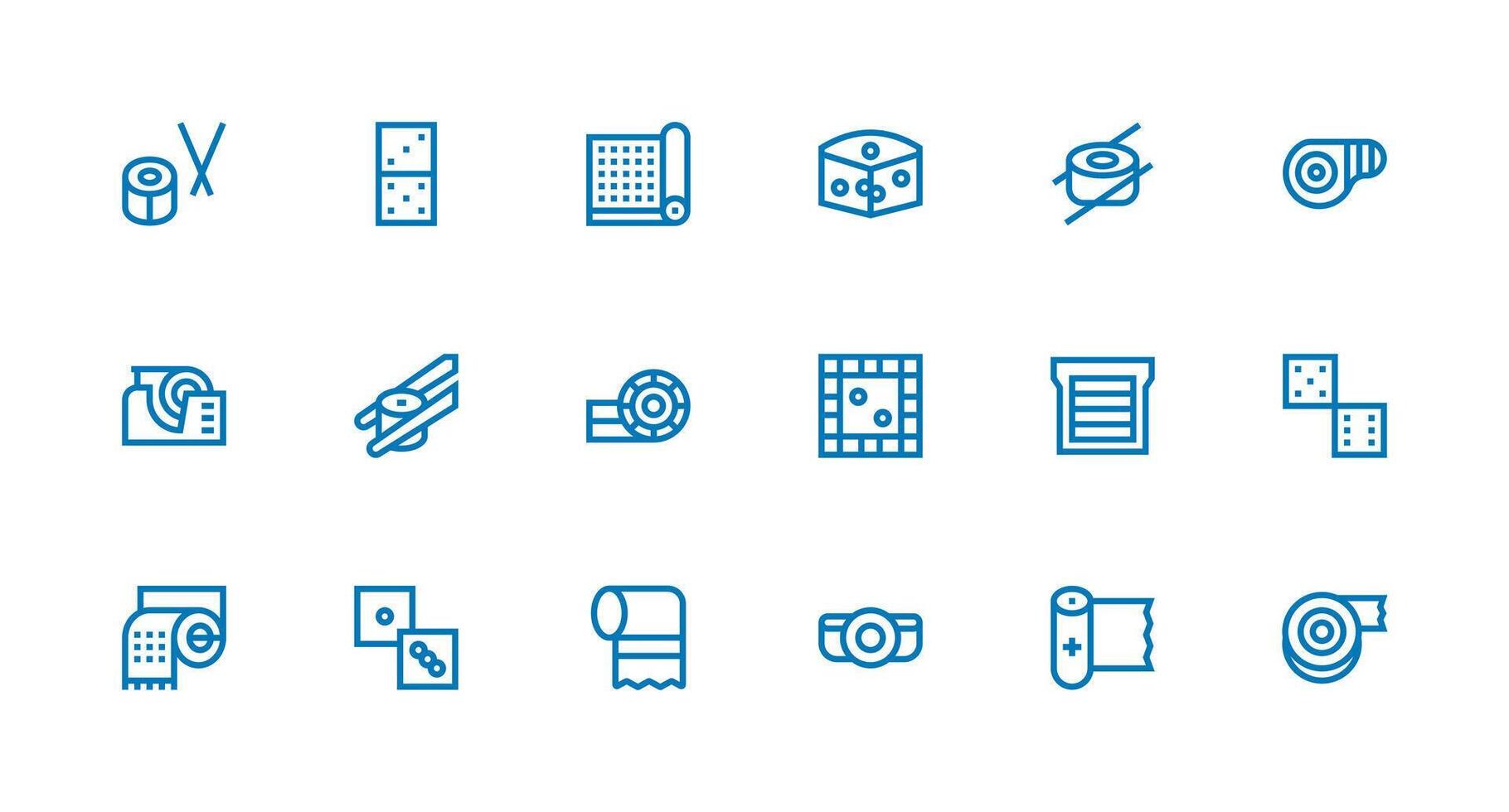 Roll Design Icons featuring 18 in Strong Stroke Line Style Interface Icons for Daily Use vector