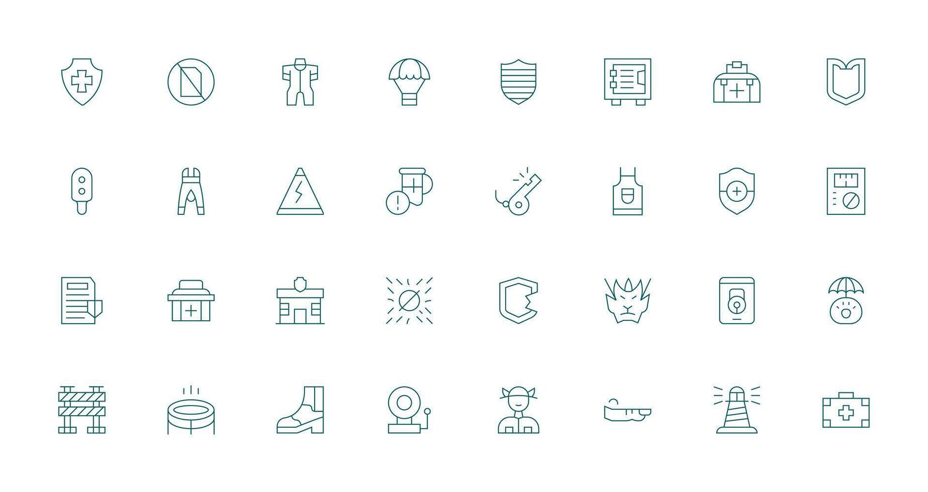 32 Thin Line Icons for Safety Graphics Web Icon Collection vector