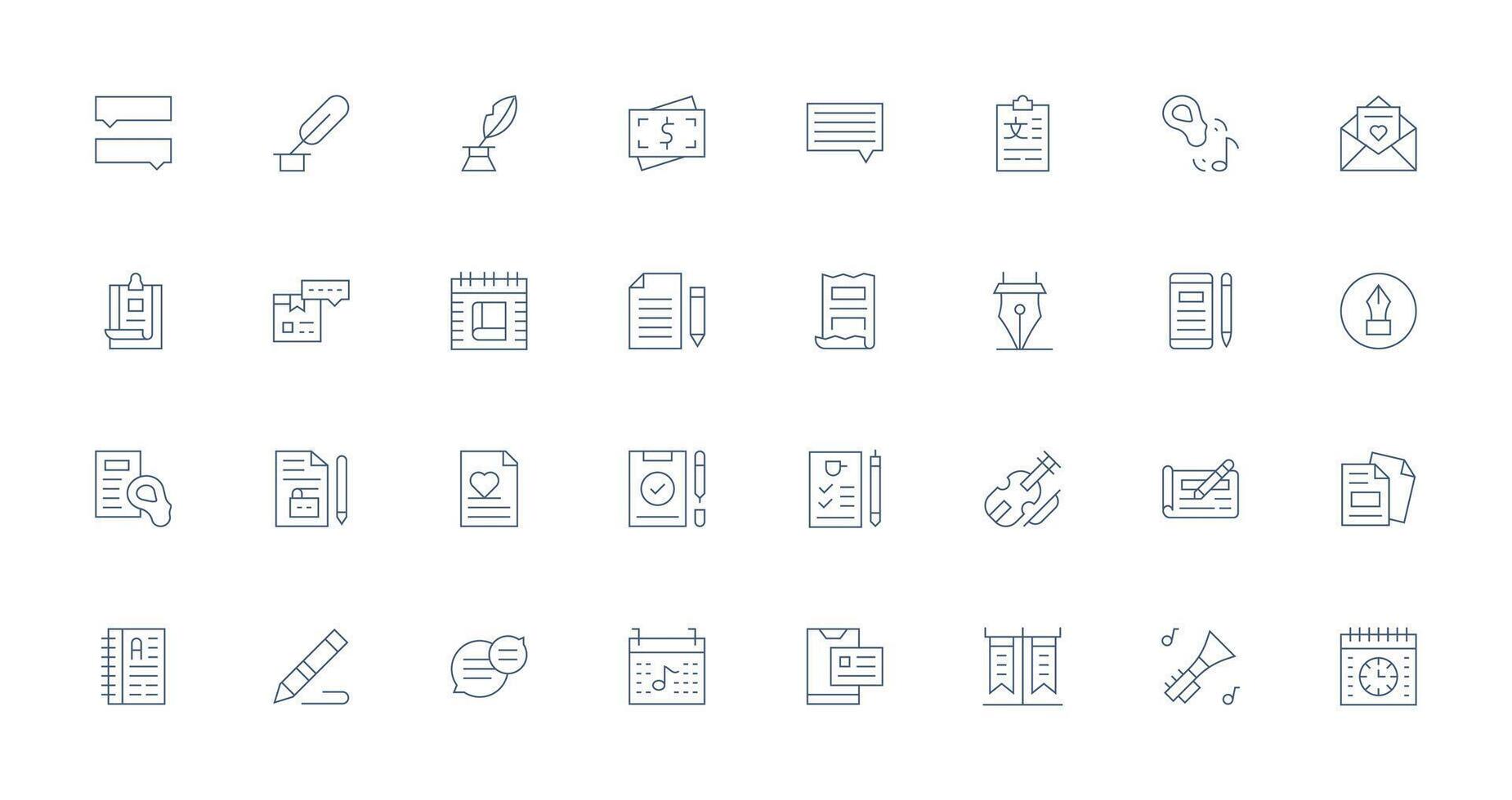 Note featuring 32 Icons in Thin Line Design Icon Pack for UI vector