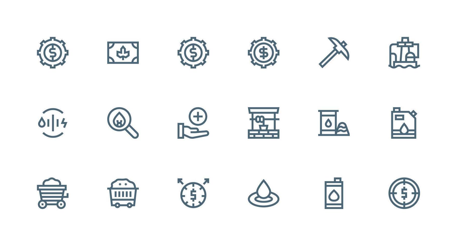 Resource Icon Set with 18 Strong Stroke Line Graphics Fully Editable Icon Set for Web vector