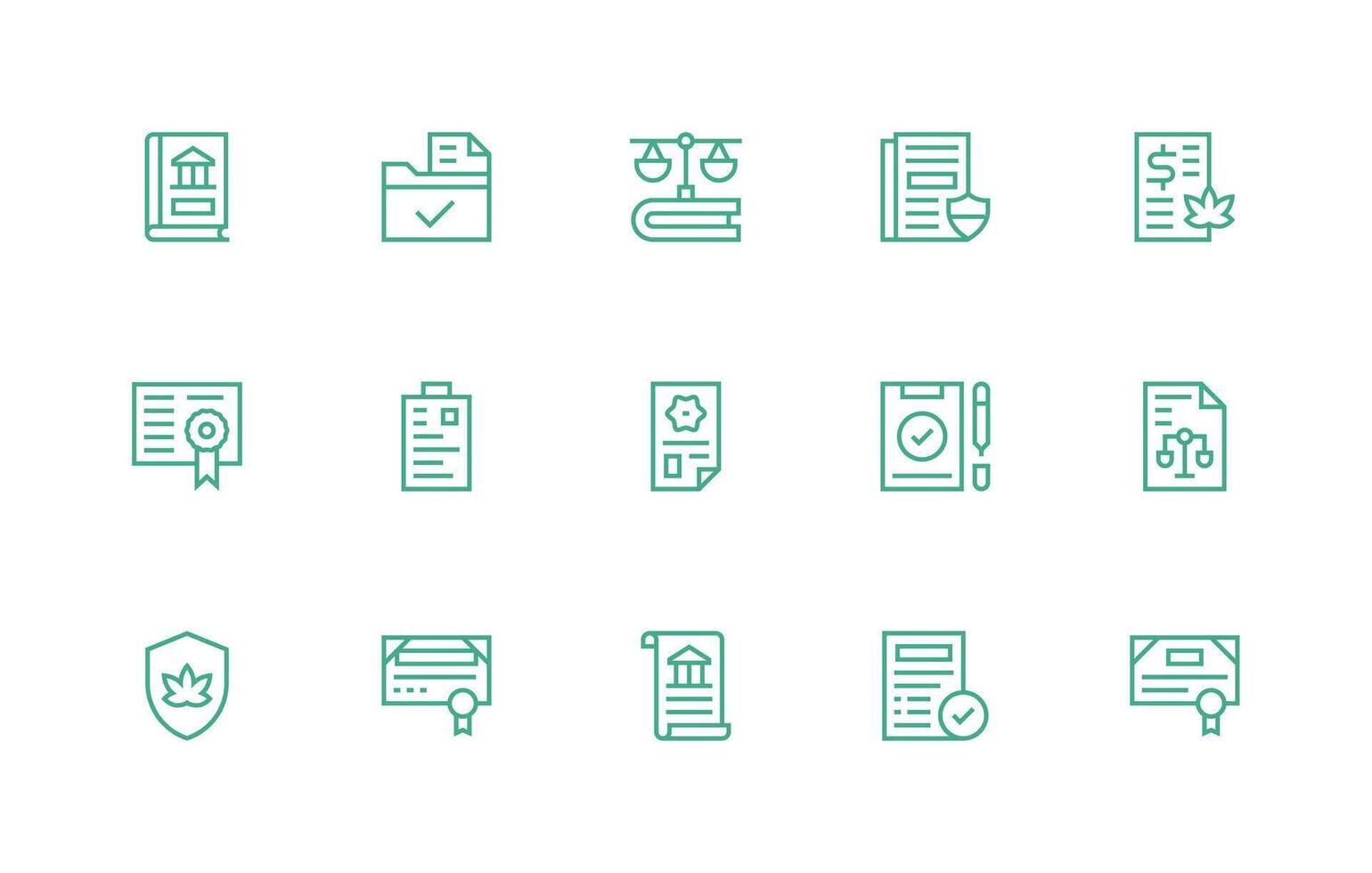15 Compliance Icons in Regular Line Aesthetic Web and App Icon Pack Collection vector