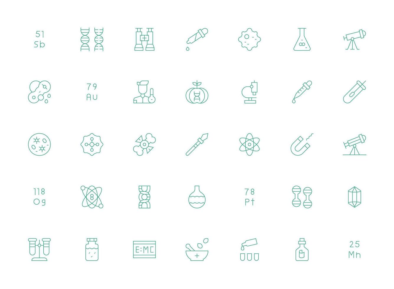 Light Line Icons from Science Set with 35 Vectors Flexible Icon System for Web Interfaces