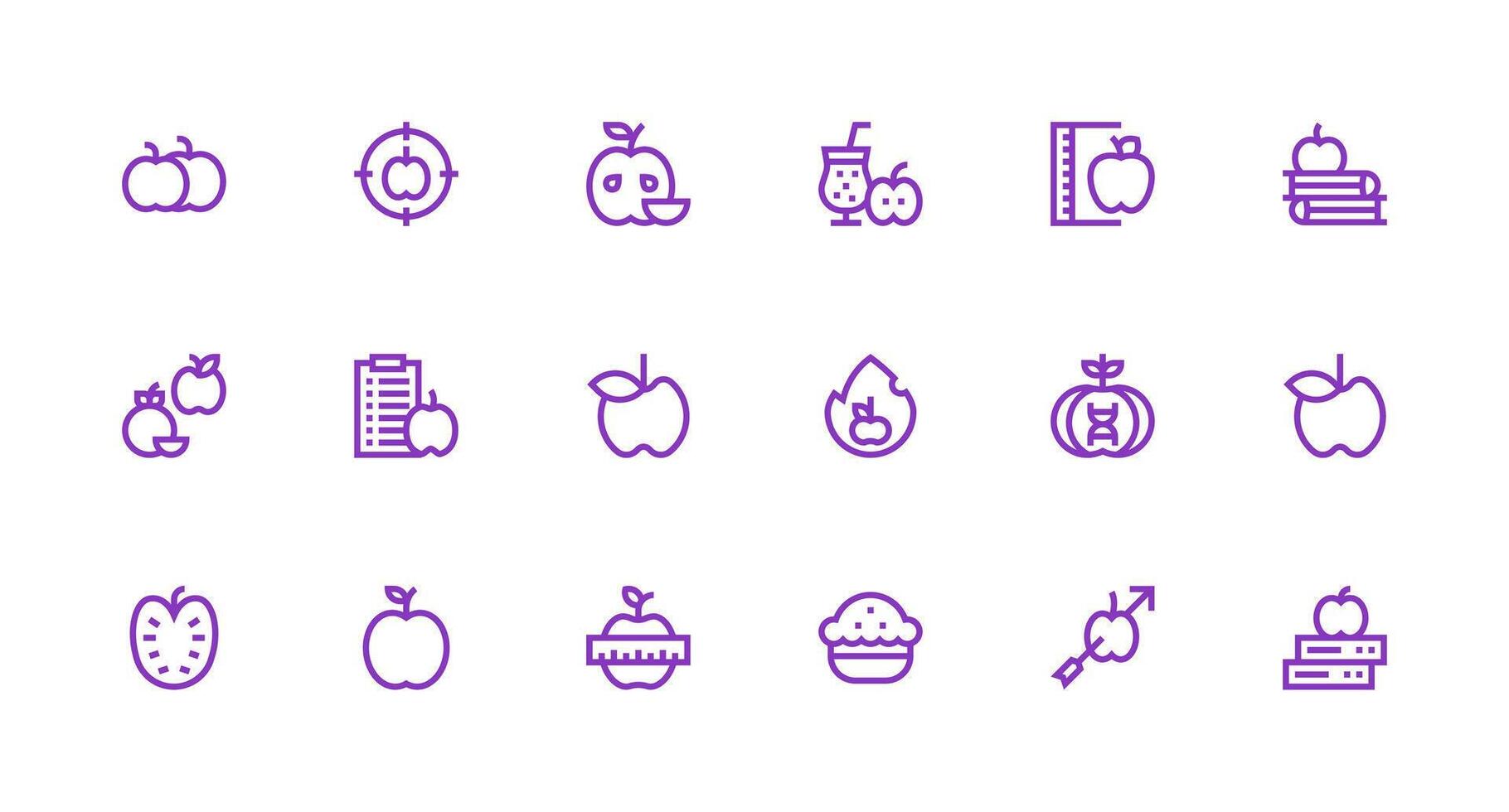 Apple Design Icons featuring 18 in Strong Stroke Line Style User Interface Icons for Digital Products vector