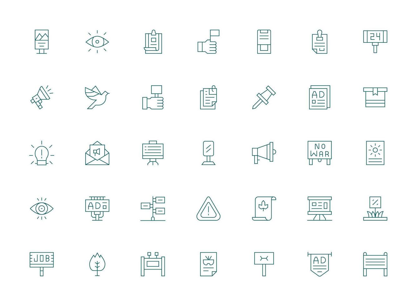 35 Icons for Notice in Light Line Format Quick Access Icons for UI Development vector