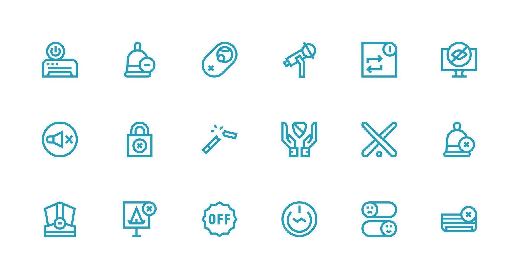 Disable Design Icons featuring 18 in Strong Stroke Line Style Icon Pack for Various Themes vector