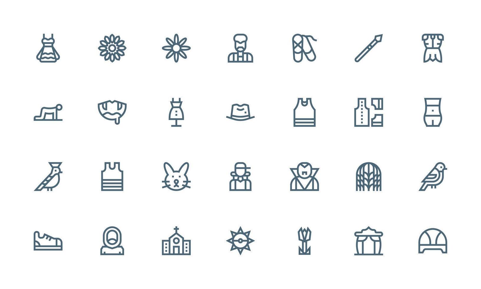 Silhouette Set with 28 Bold Line Icons Clean Icon Set Icon Pack for UI Projects vector