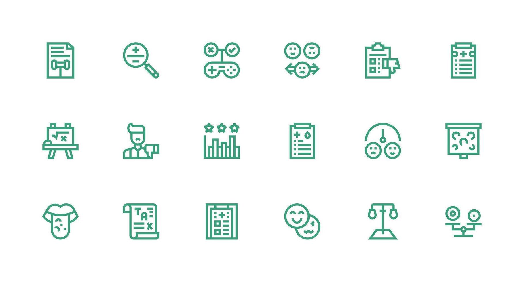 18 Strong Stroke Line Designs for Assessment Icons Minimal Icon Set for Interface Projects vector