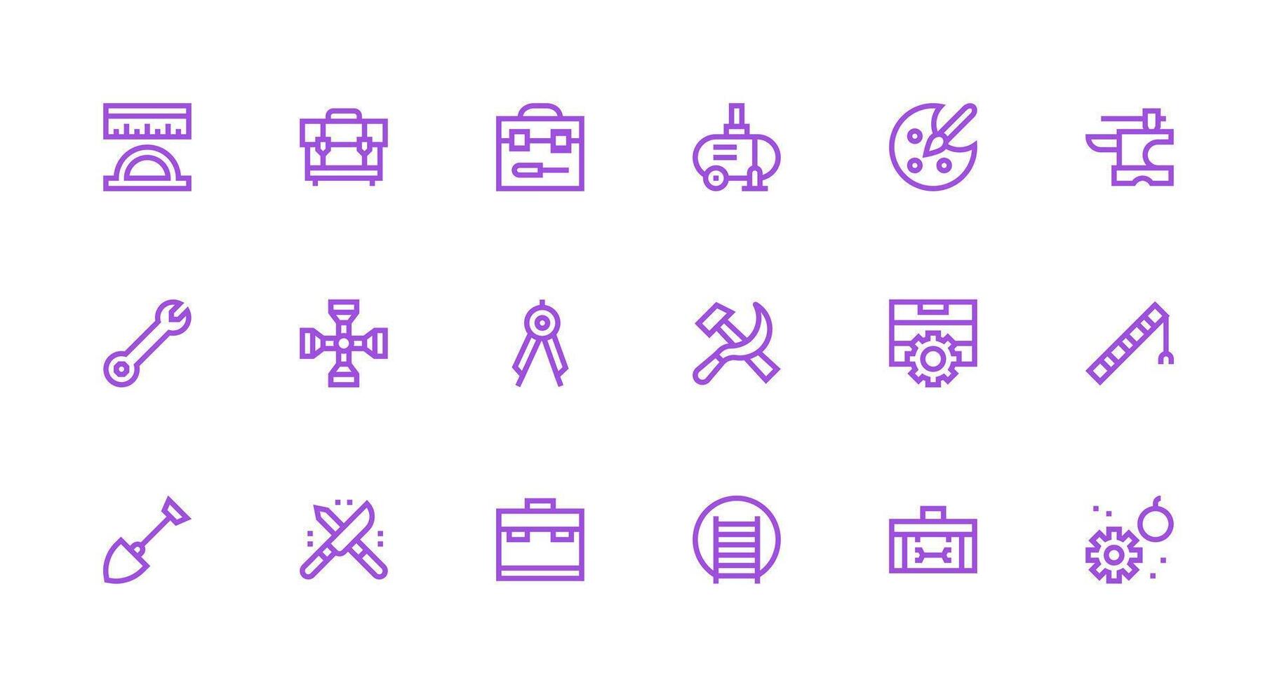Strong Stroke Line Style Tools Icons with 18 Vectors Multi-Style Icon Collection