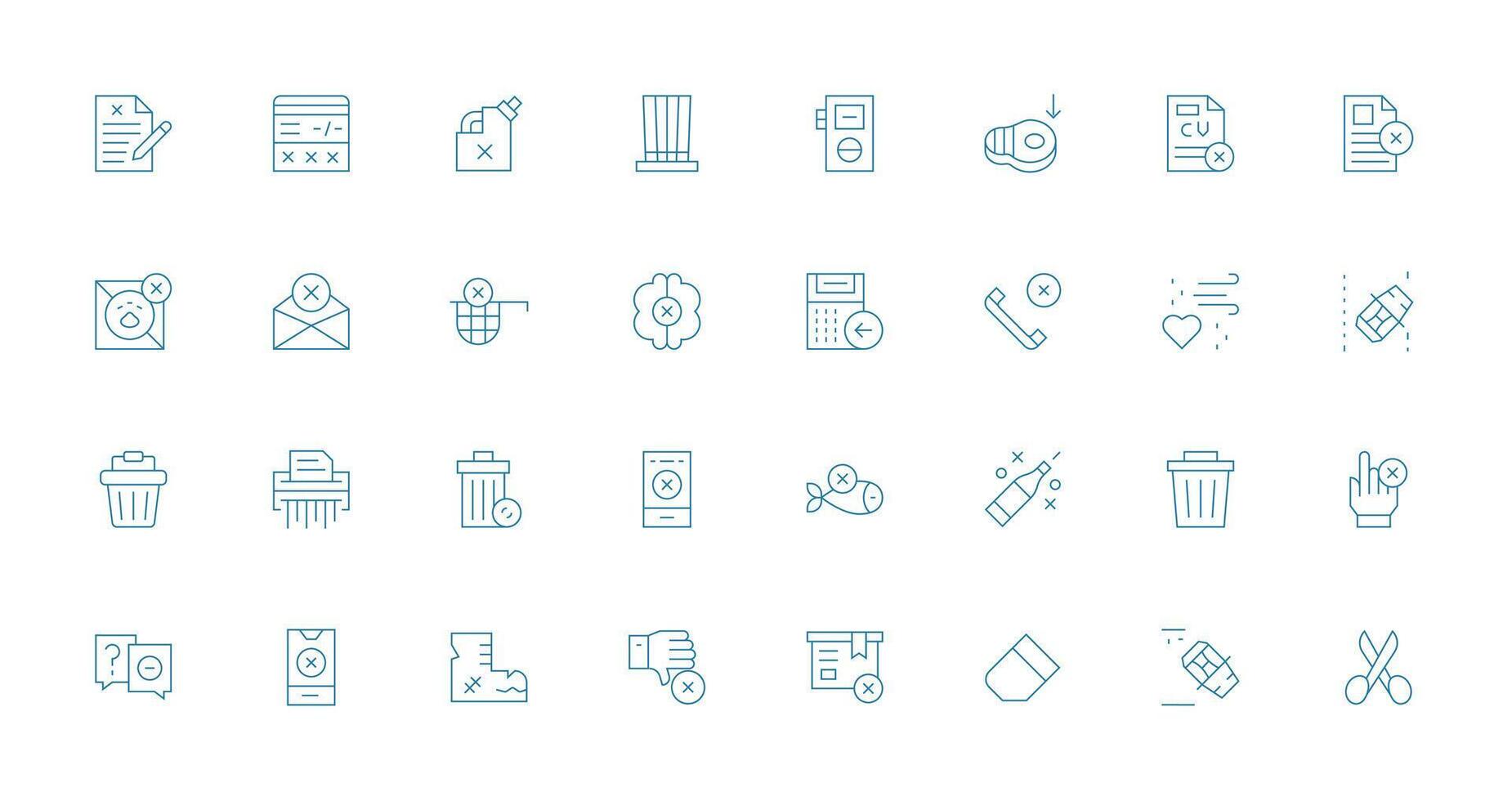 32 Icons for Delete in Thin Line Format Versatile Icon Collection for Designers vector