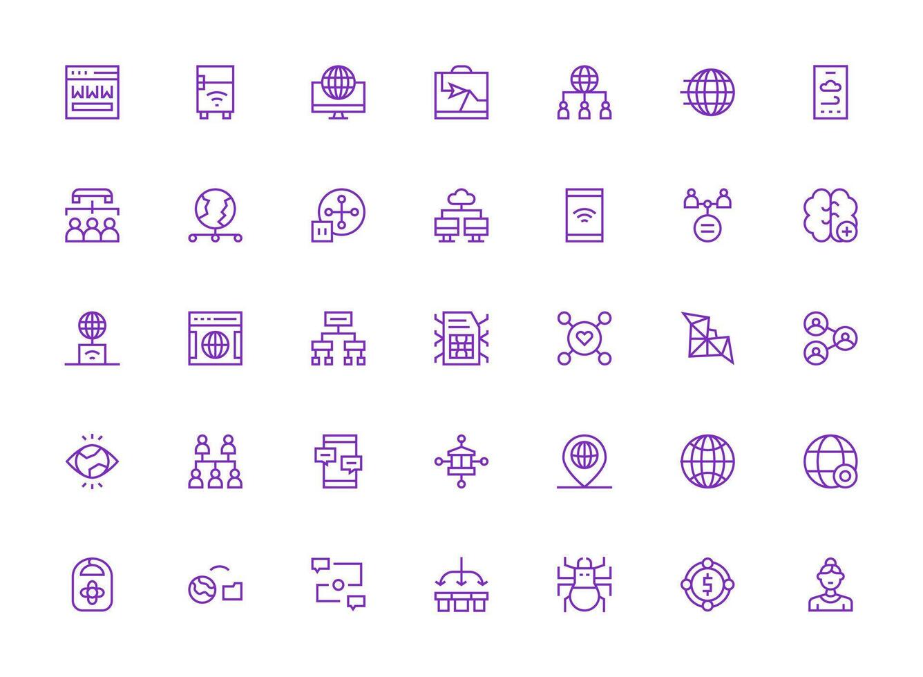 Network Set with 35 Regular Clean Line Icons Scalable Icons for All Themes vector