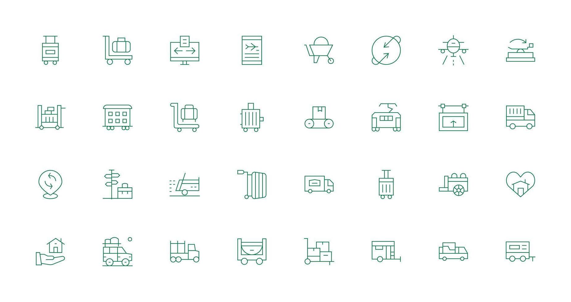 Moving featuring 32 Icons in Thin Line Design Pixel Perfect Icon Set vector