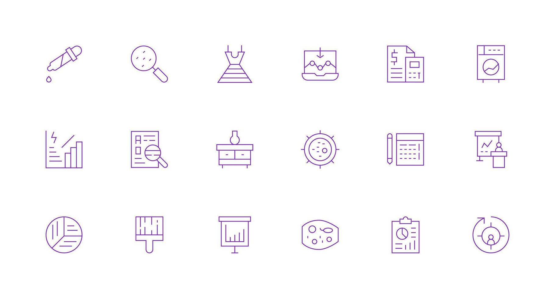 18 Minimal Line Icons for Analysis Graphics Complete Icon Set for Mobile Apps vector