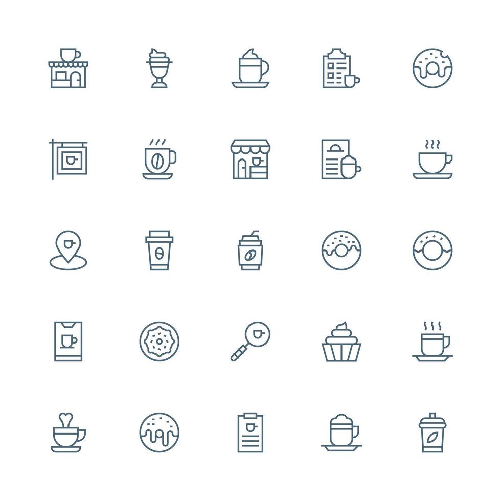 Medium Stroke Outline Icons from Coffee Shop Set with 25 Vectors Simplified Icon Pack for Visual Tools