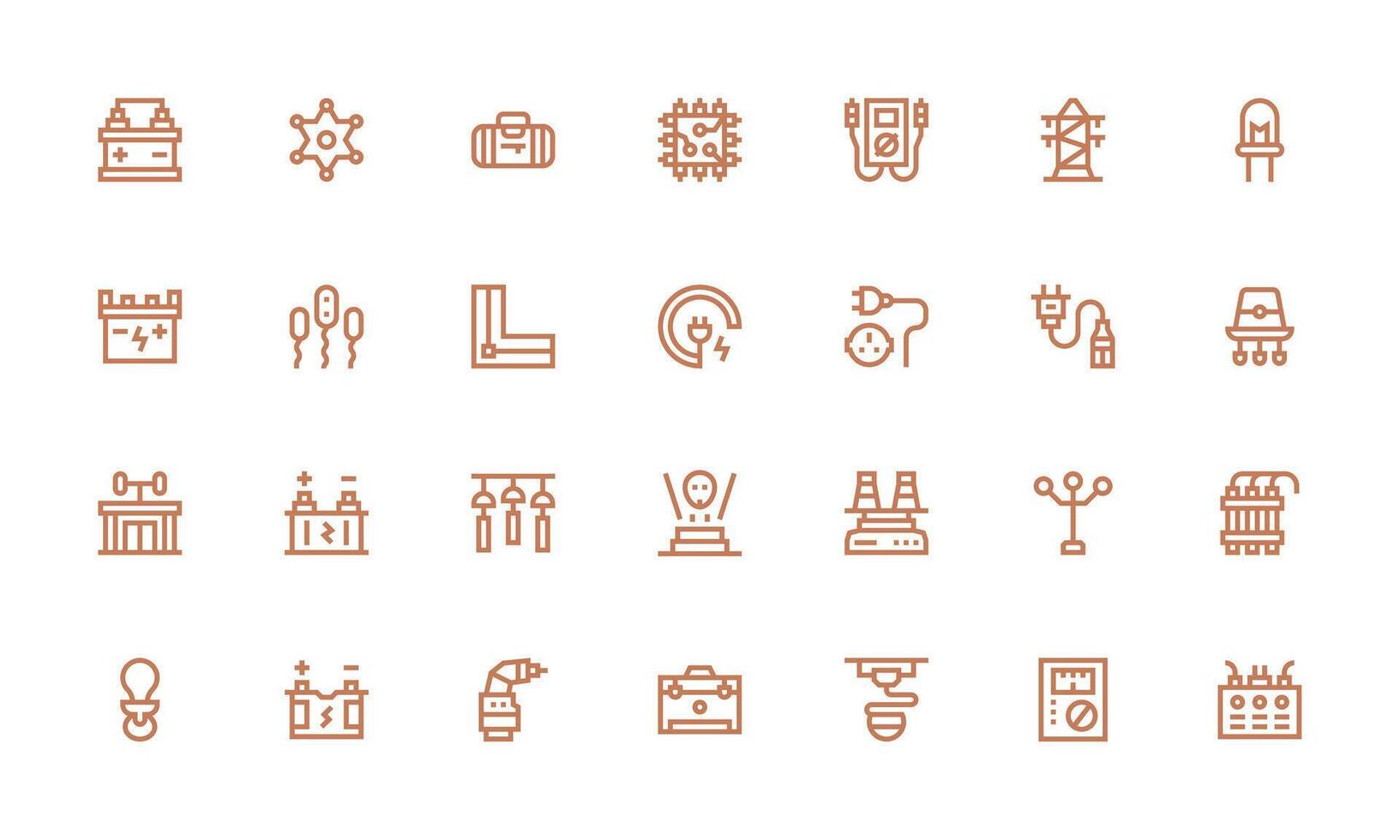 Electrical Icon Set with 28 Bold Line Graphics Multi-Style Icon Collection vector