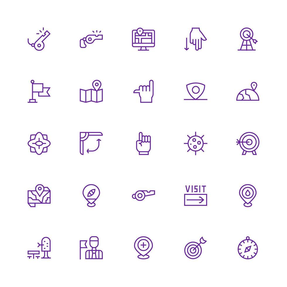 Medium Stroke Outline Style Direction Icons with 25 Vectors Lightweight Icon Series for Fast Prototypes