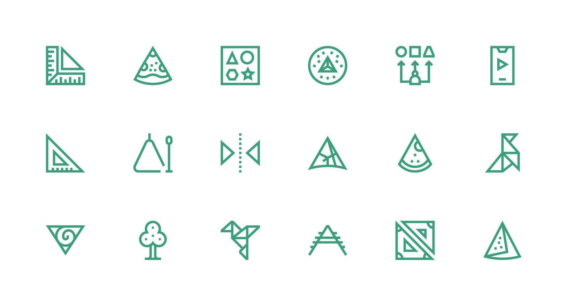 Triangle featuring 18 Icons in Strong Stroke Line Design Icon Set for Web vector