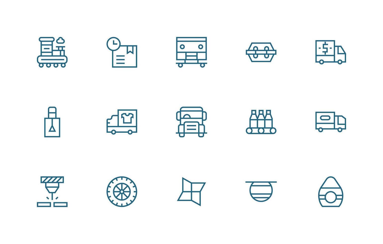 15 Regular Line Designs for Transporting Icons Multi-Style Icons for Creative Projects vector