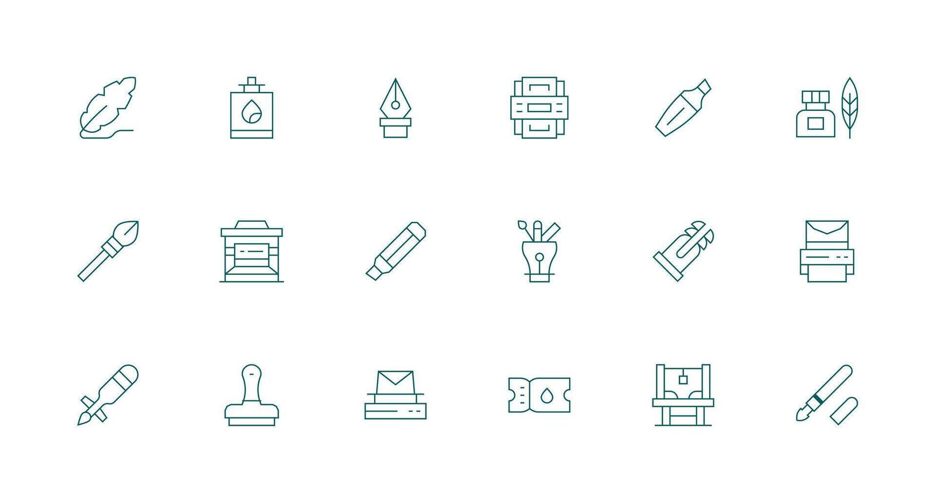 Ink Design Icons featuring 18 in Minimal Line Style Icon Set for Web vector