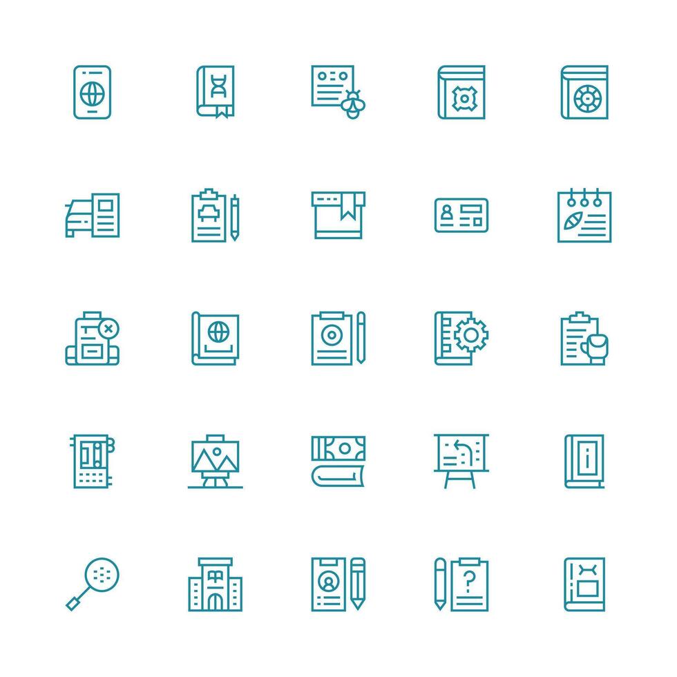 25 Medium Stroke Outline Vectors for Documentation Theme UI and UX Focused Icon Collection