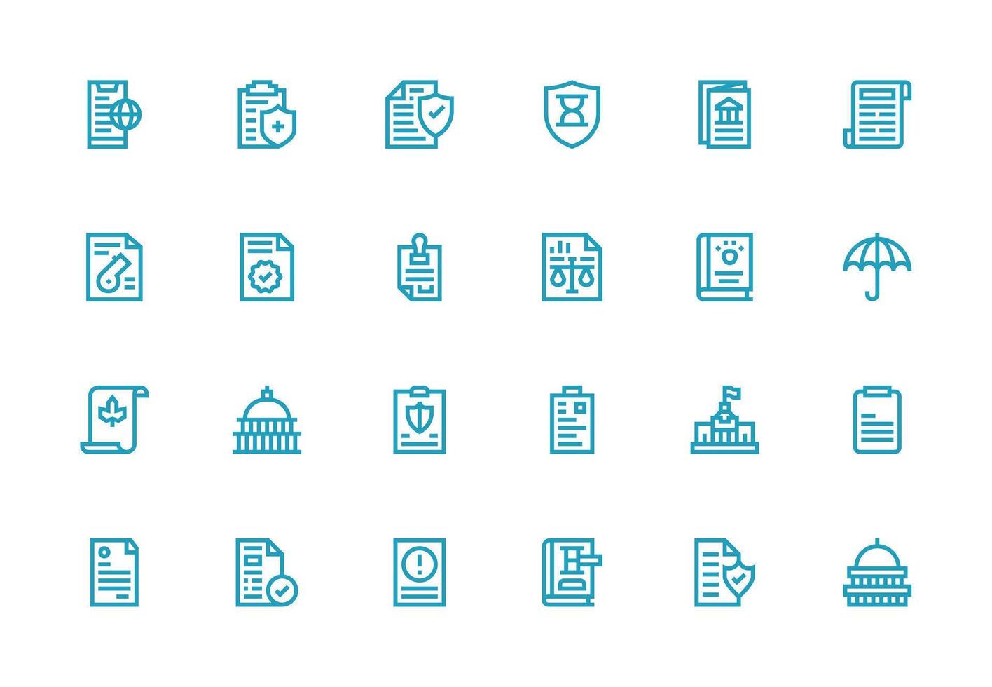 24 Icons for Policy in Thick Line Line Format Clean Icon Collection for Web Use vector