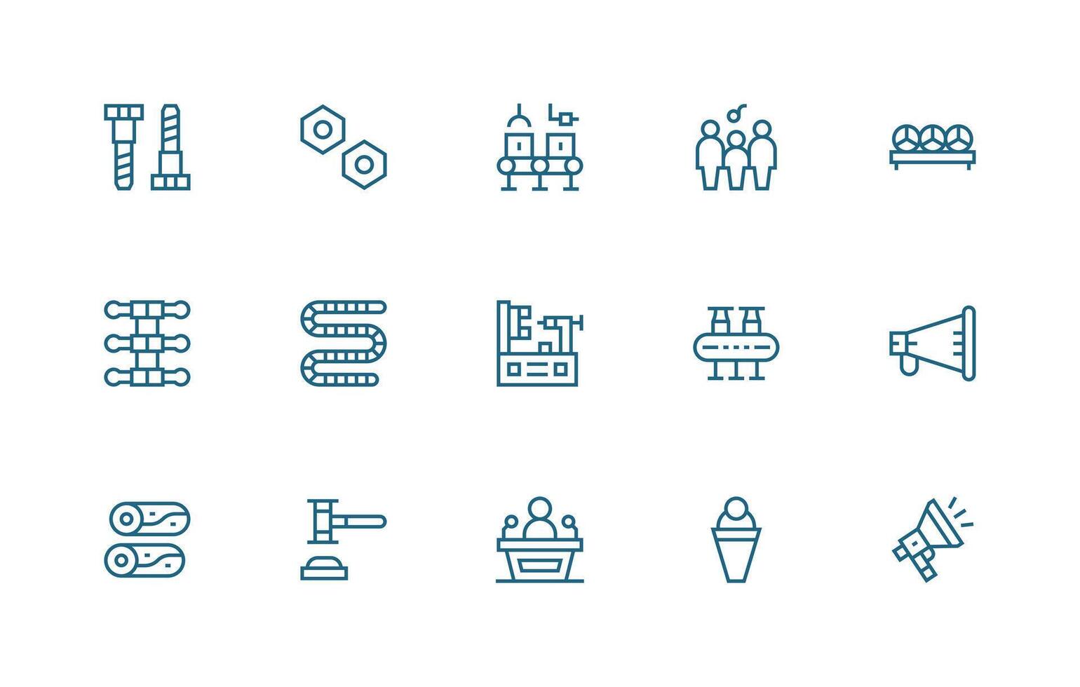 15 Regular Line Icons for Assembly Graphics Modern Line and Glyph Icon Series vector